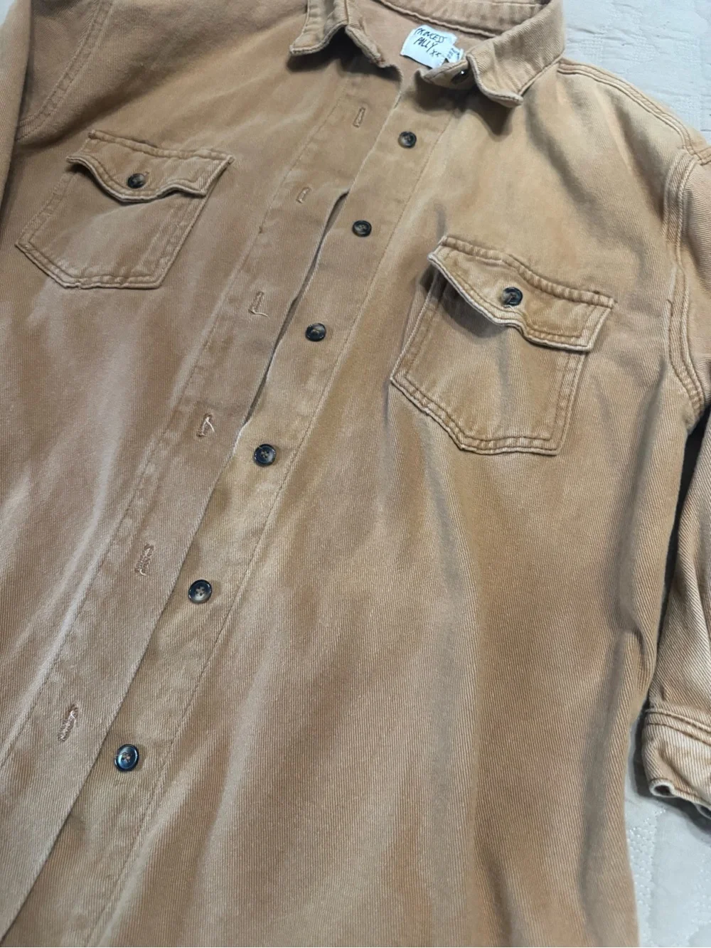 Princess Polly Vintage Workshirt Button-Up in Camel Cotton Tan - Picture 2 of 8